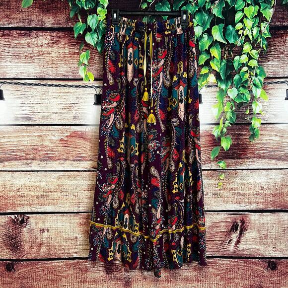 Anthropologie Wide Leg Pajama Pants OS Paisley Boho Gypsy Hippie Palazzo Flowy - Picture 4 of 8